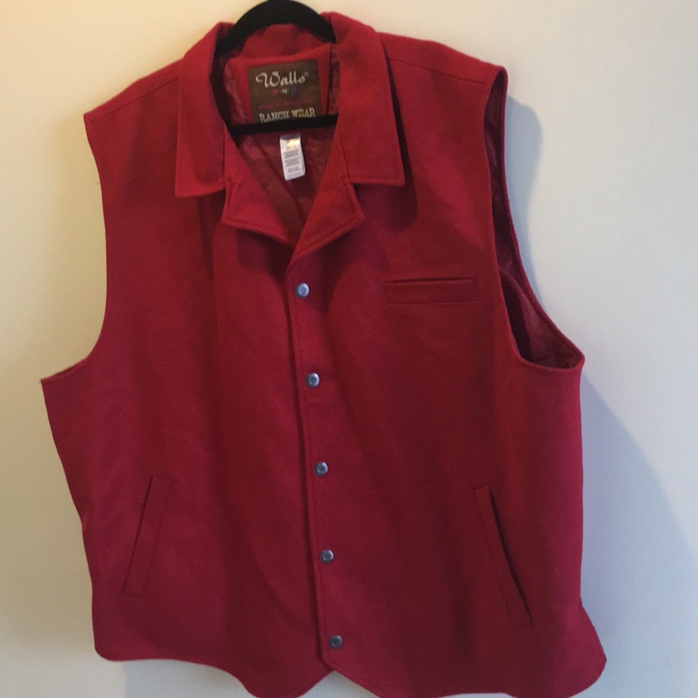 Walls Ranch Wear Vintage Red Wool Vest XXXL 3XL
